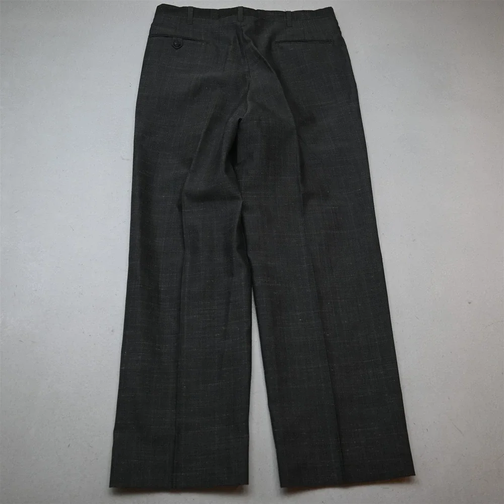 Vtg USA Made Double Breasted 38S 30x30 Gray Slub Check Mens Jacket Pants Suit
